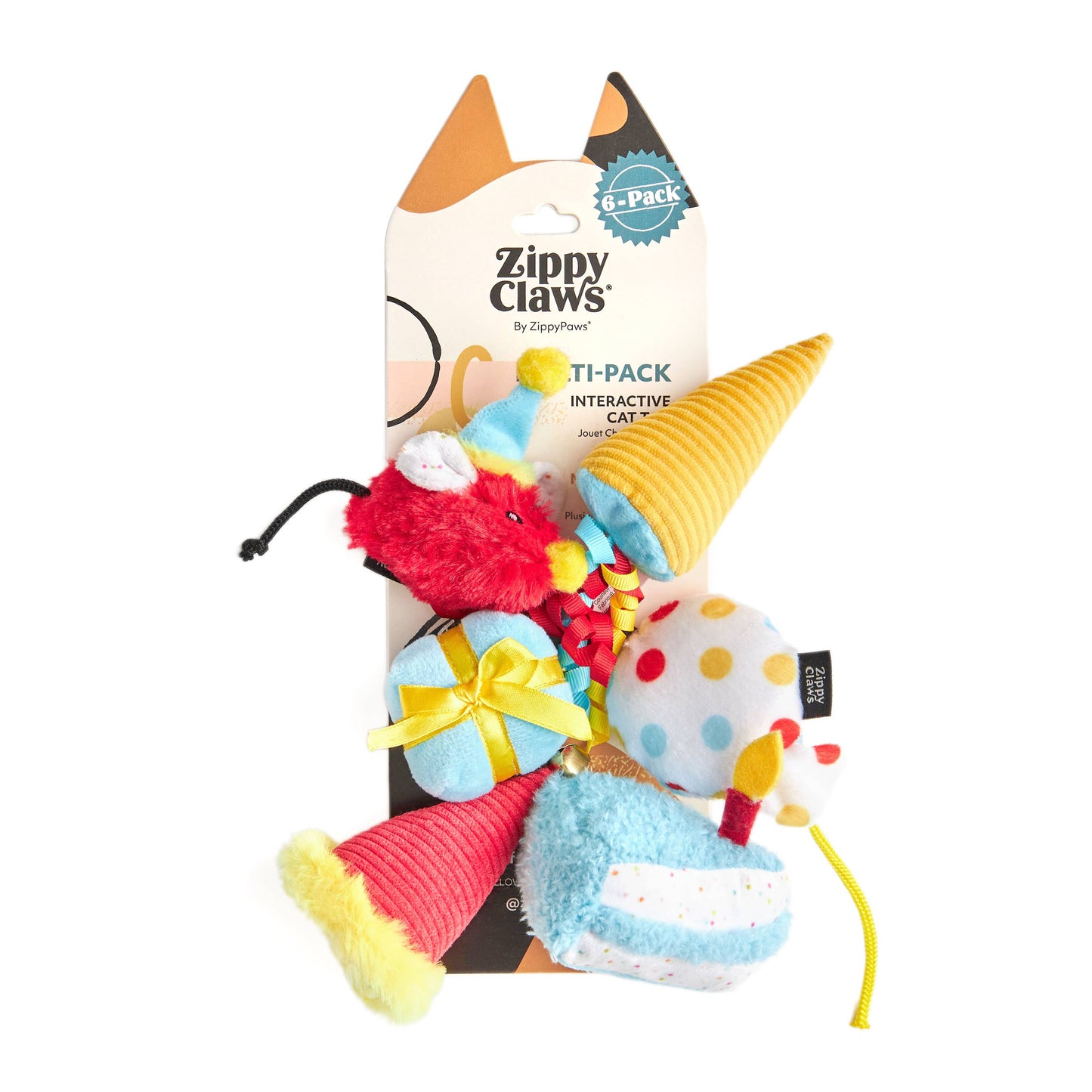 ZippyClaws 6-Pack - Birthday Party - Cat Toy