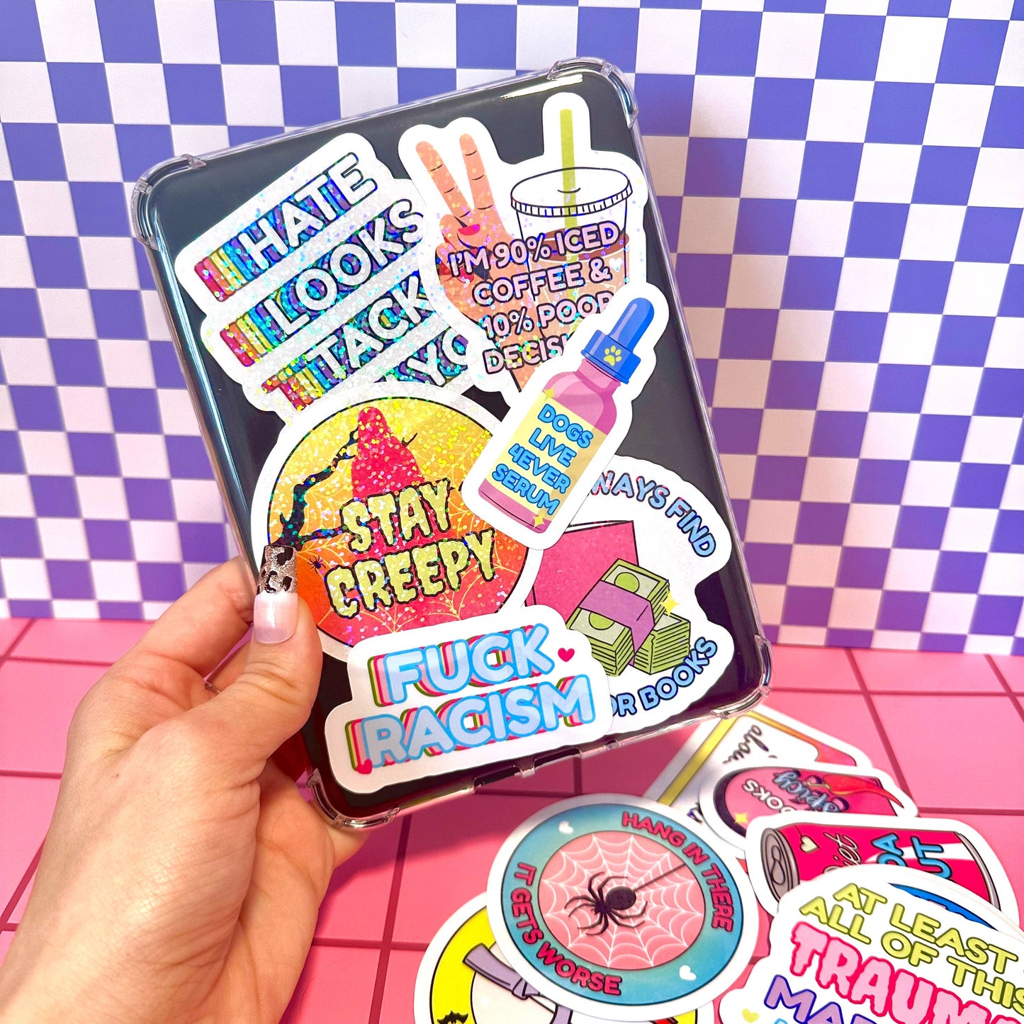 Funny Opossum Mental Health Waterproof Vinyl Sticker