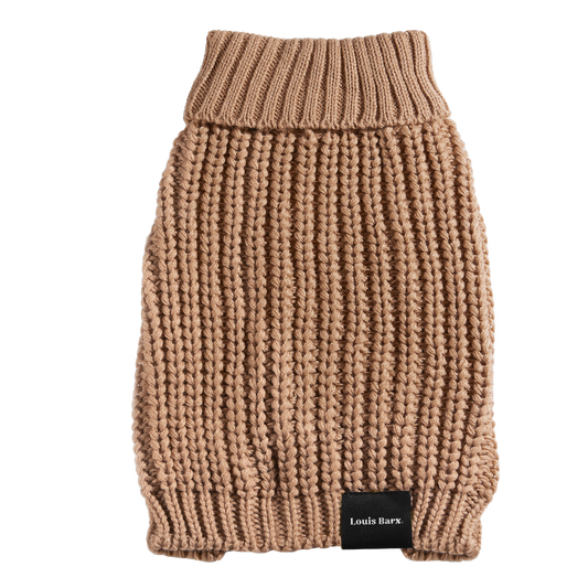 "Adele" Turtleneck Dog Sweater 100% Soft Yarn Brown: Coca Mocha