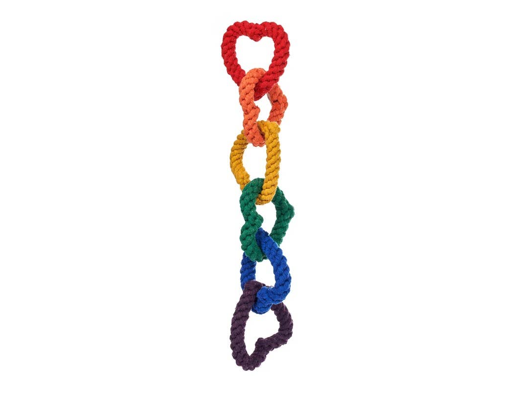 Jax & Bones 6 Chain Rope Dog Toy Rainbow 18"