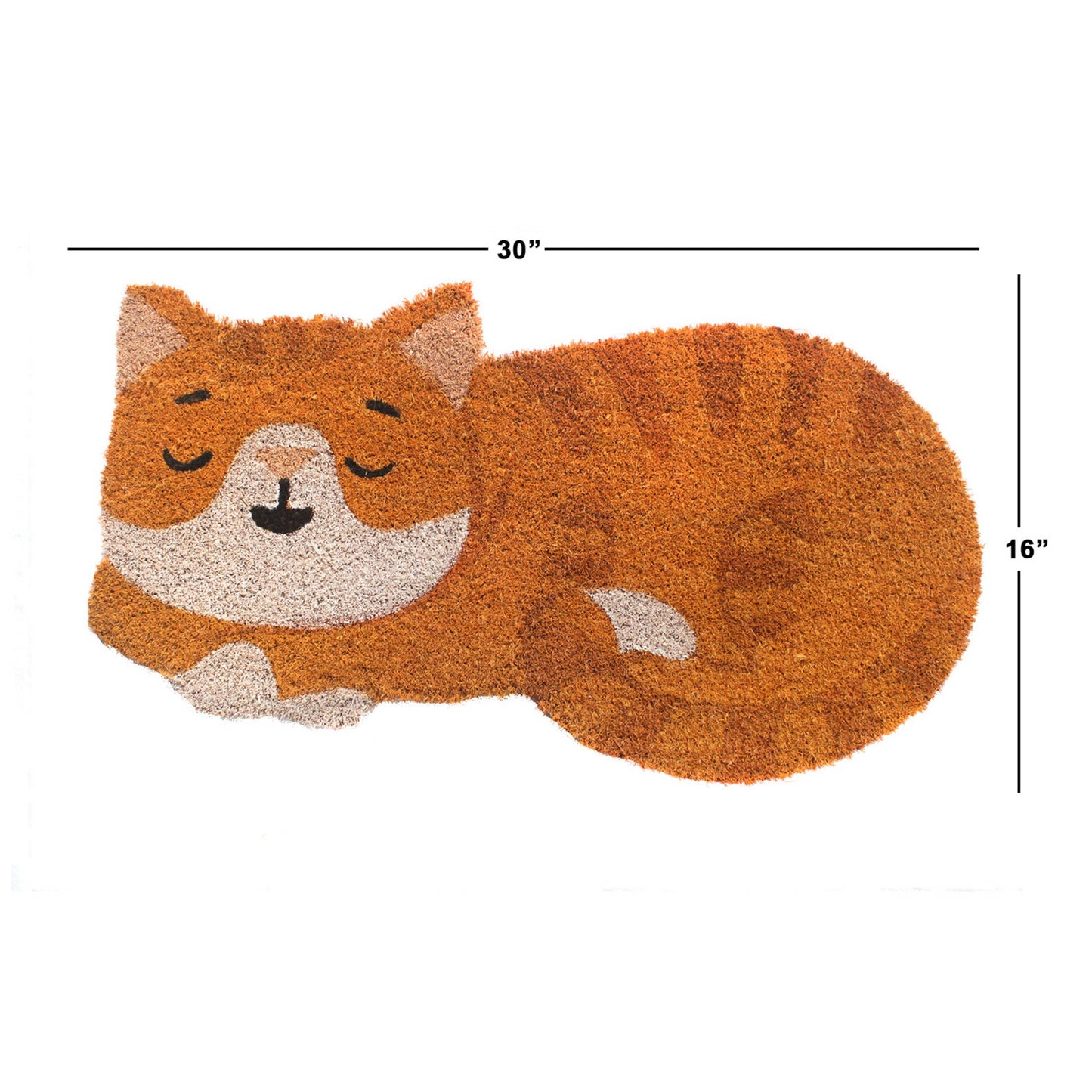 Orange Sleeping Cat Shaped Doormat: 16"x30"