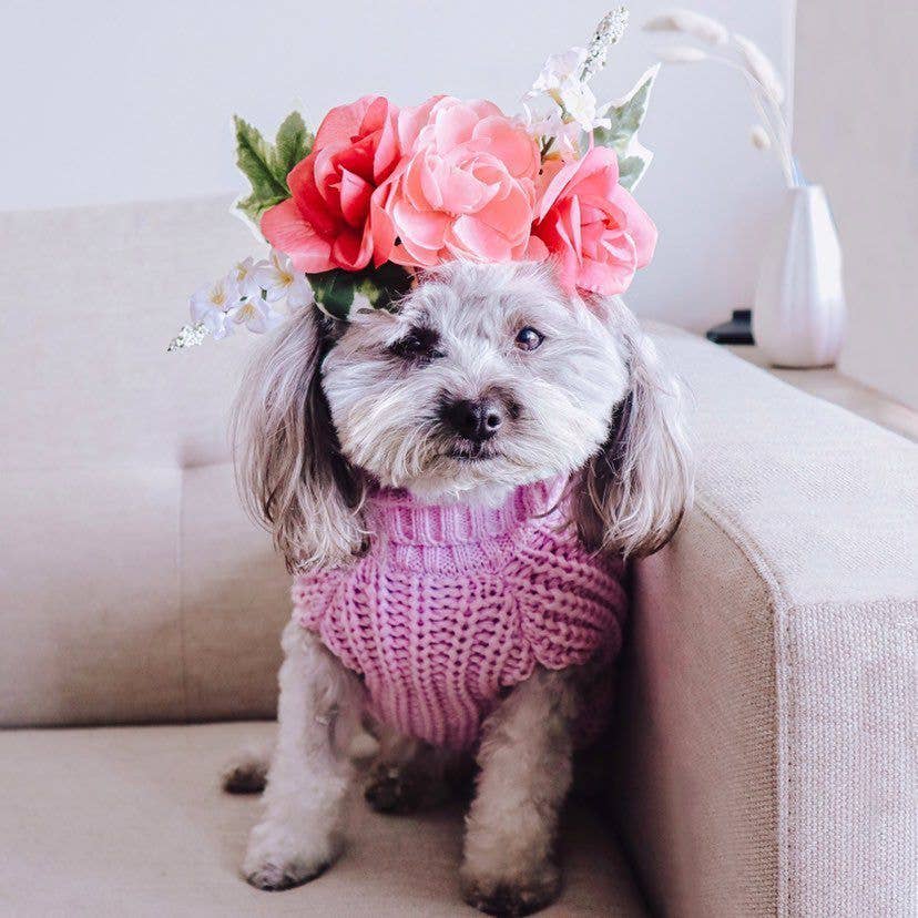 "Adele" Turtleneck Dog Jumper 100% Soft Yarn Lilac: Lilac