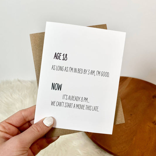 Age 18 vs Now, Funny Birthday Cards