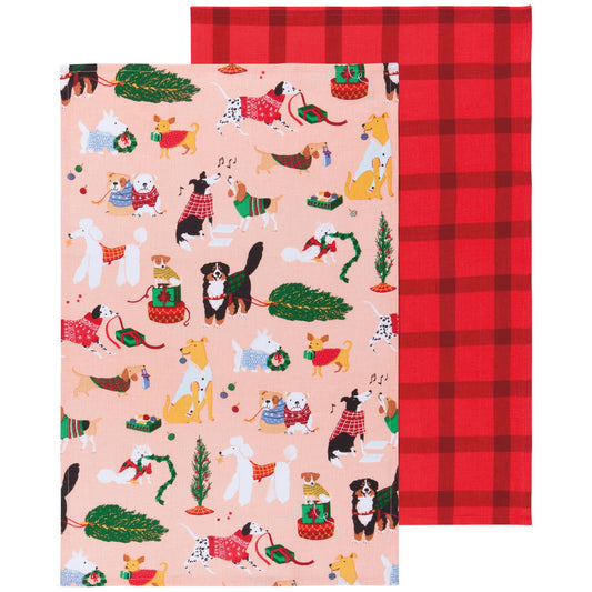 Holiday Hounds Christmas Dishtowels Set of 2