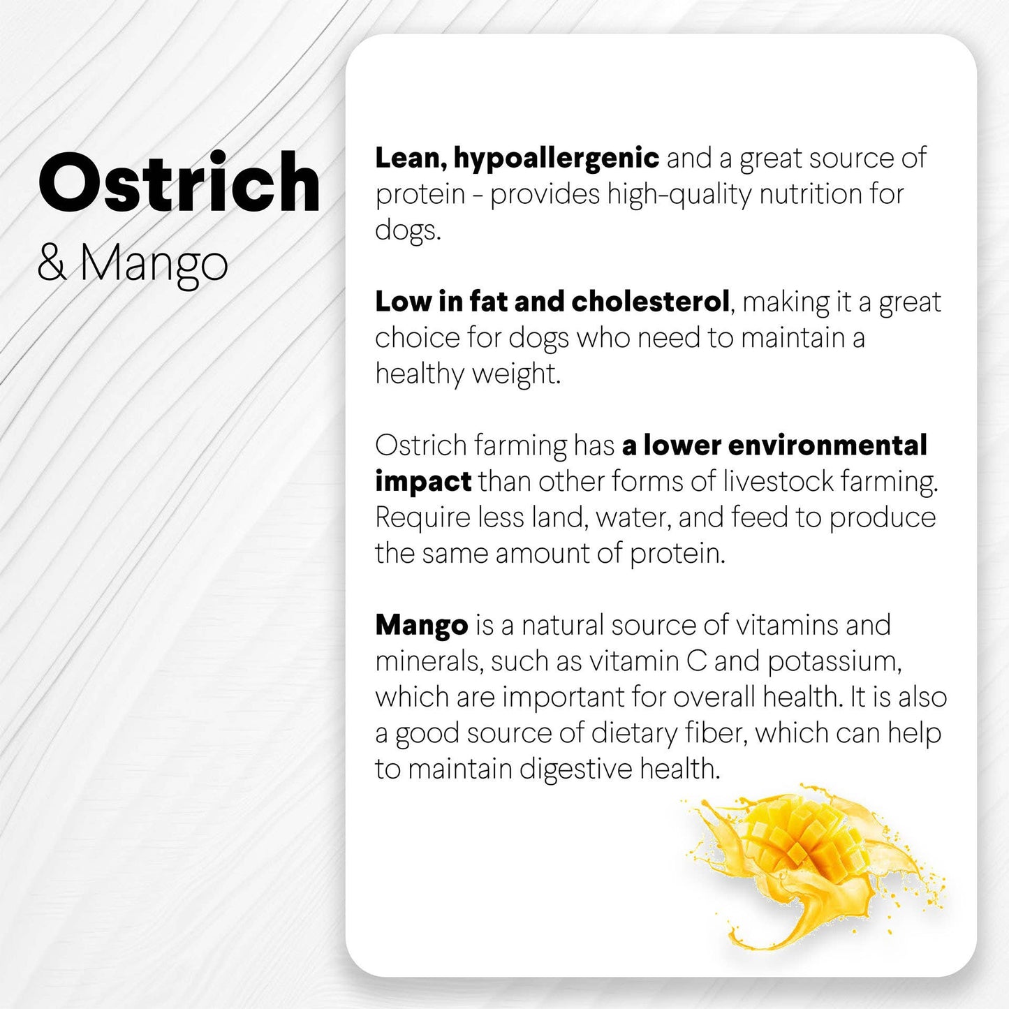 Hypoallergenic Ostrich Bite Dog Treats with Nutritious Mango