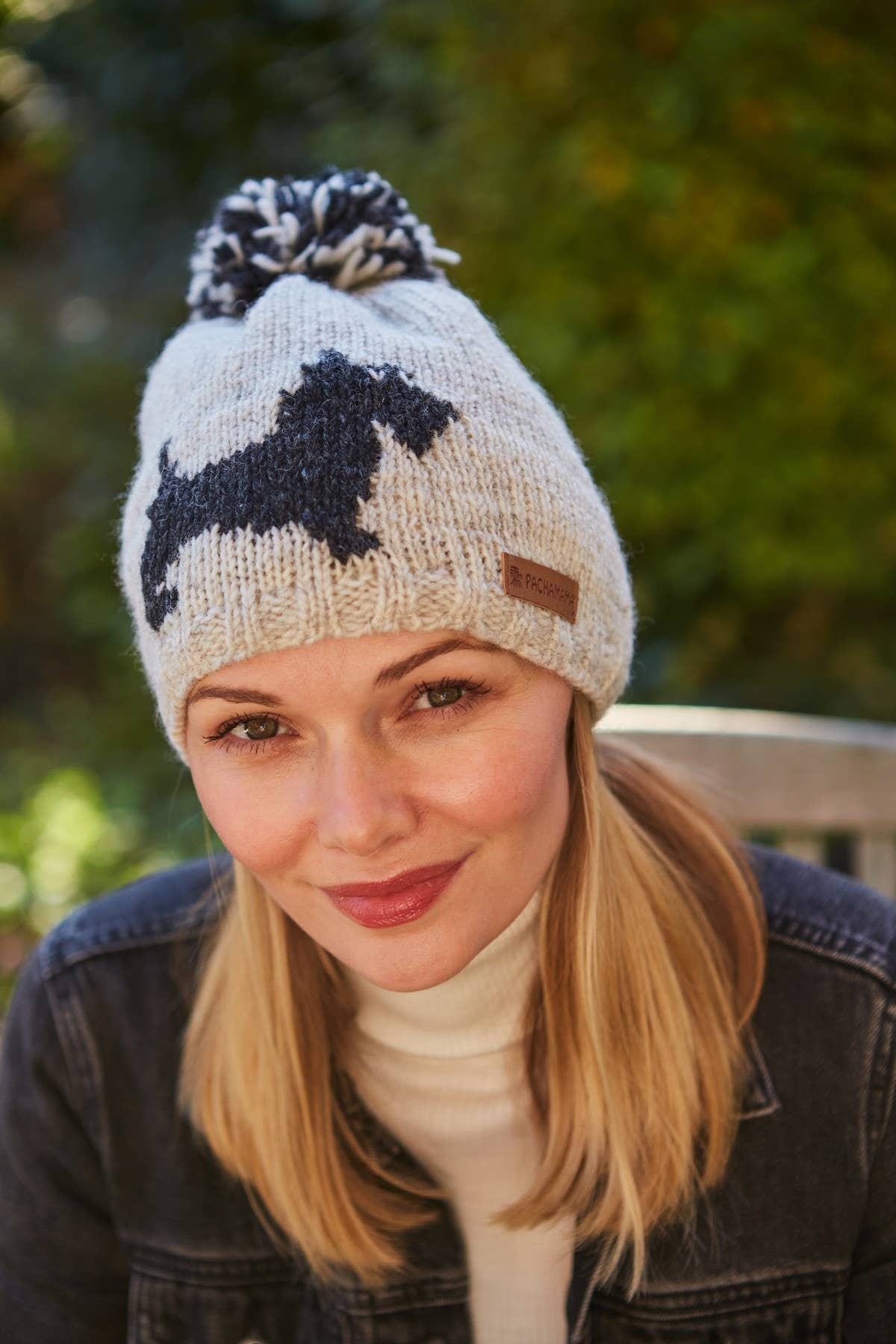 Scottish Terrier Dog Wool Hand Knit Bobble Beanie Hat
