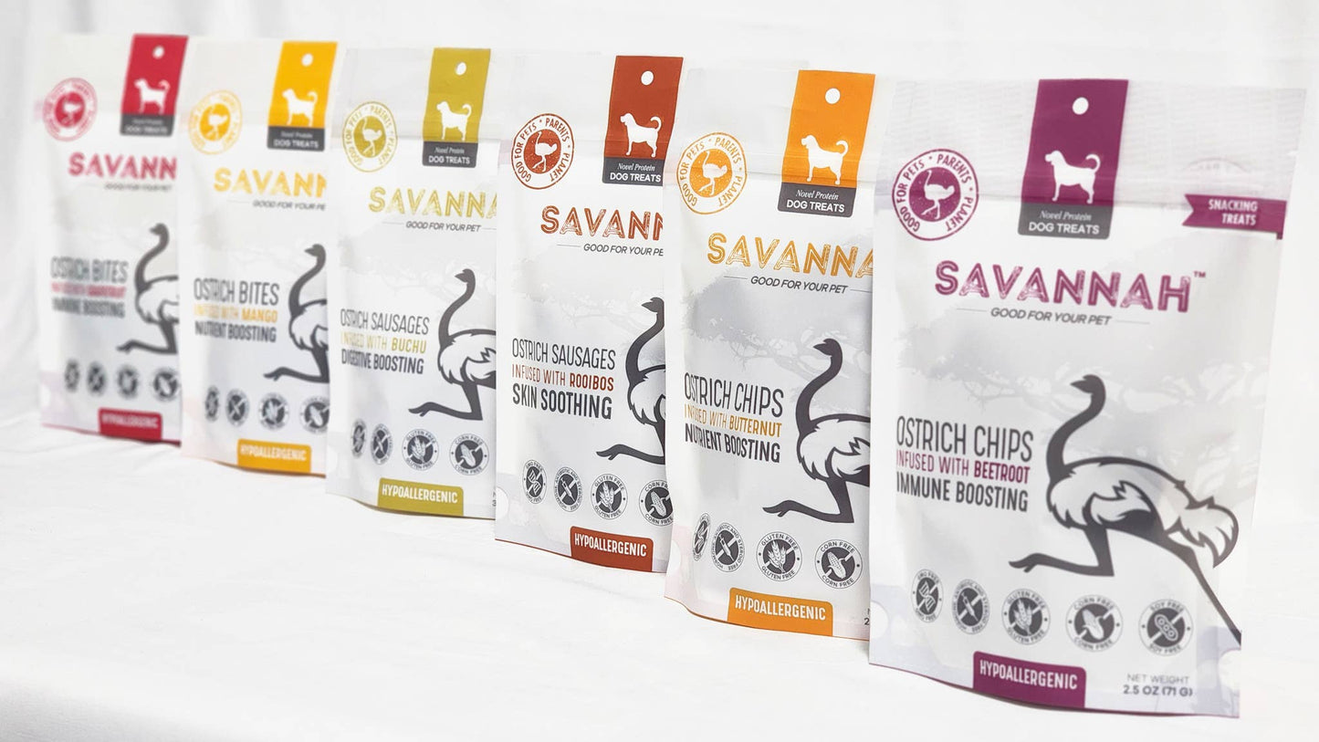 Hypoallergenic Ostrich Bite Dog Treats with Nutritious Mango