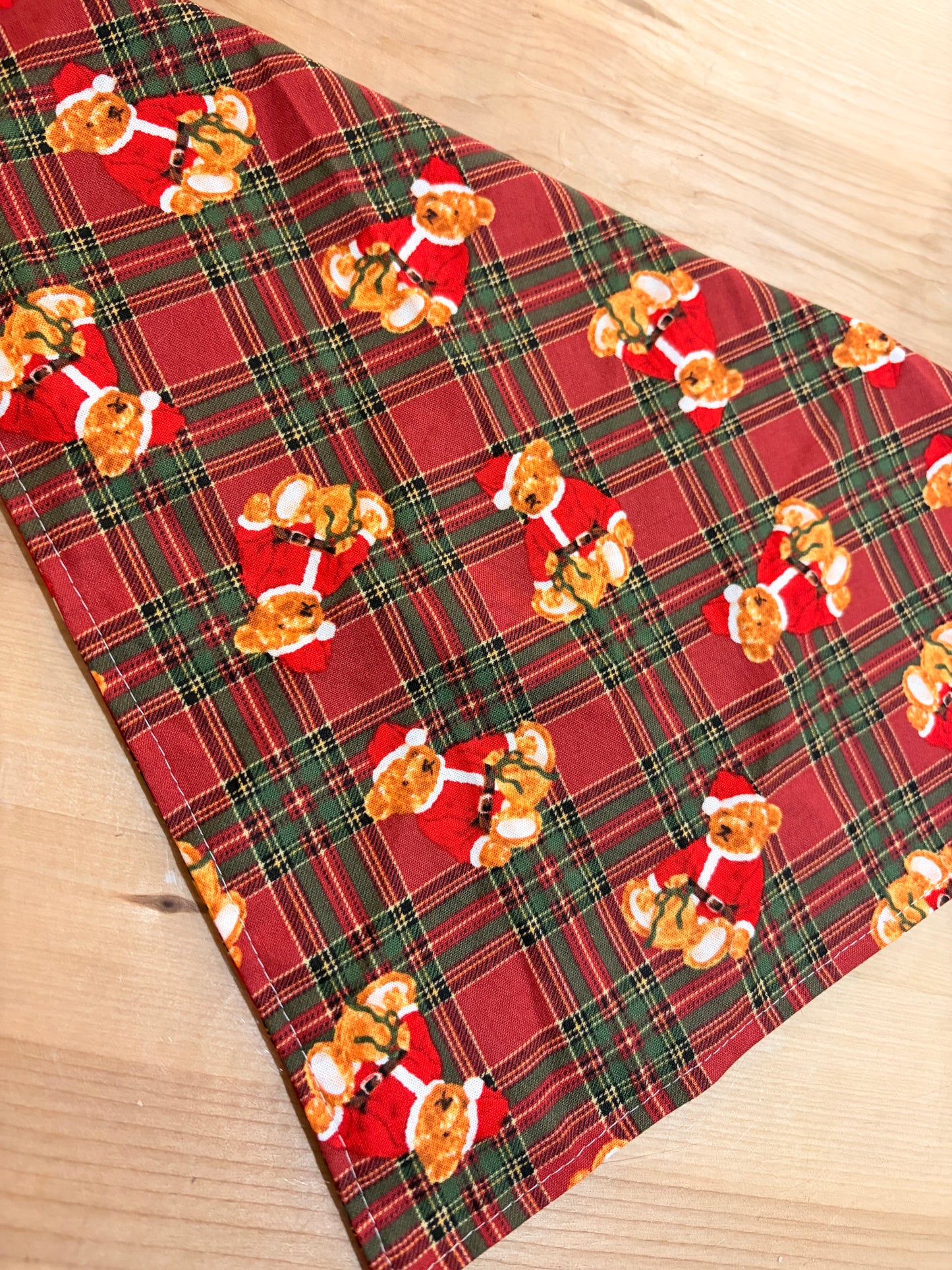 Vintage Plaid Santa Bear Bandana
