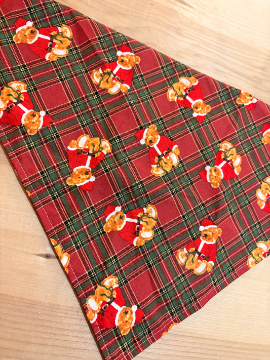 Vintage Plaid Santa Bear Bandana