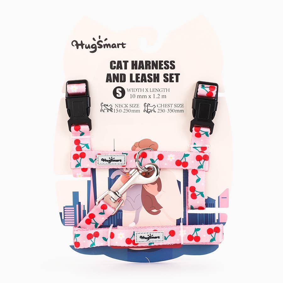 Cat Harness & Leash Set - Cherry