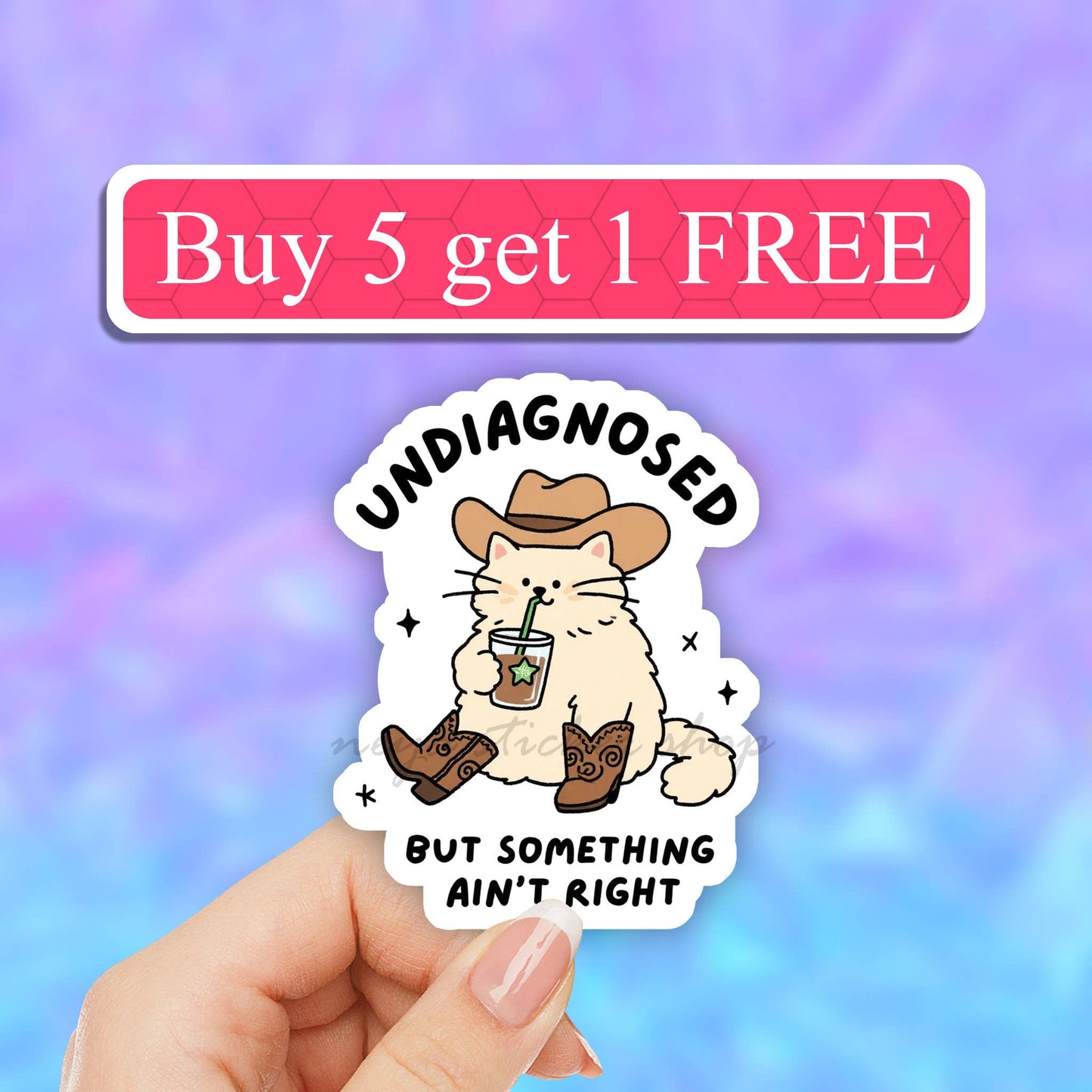 Undiagnosed but something ain't right cat coffee sticker