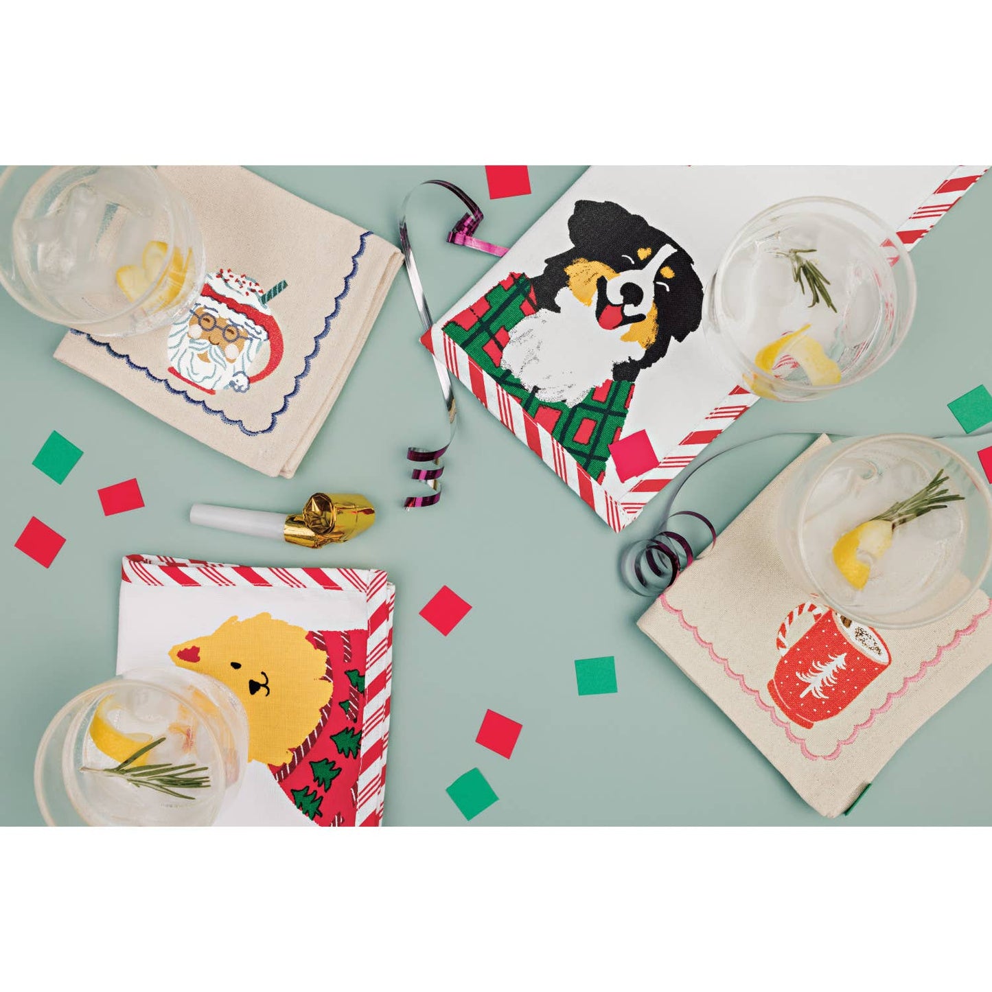 Holiday Hounds Christmas Cocktail Napkins Set of 4