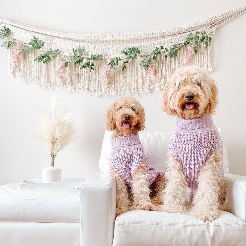 "Adele" Turtleneck Dog Jumper 100% Soft Yarn Lilac: Lilac