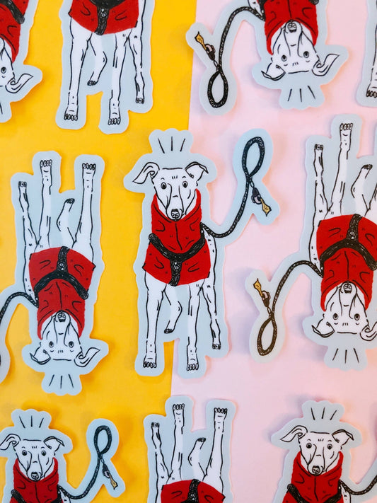 Greyhound Dog "Walkies" Sticker