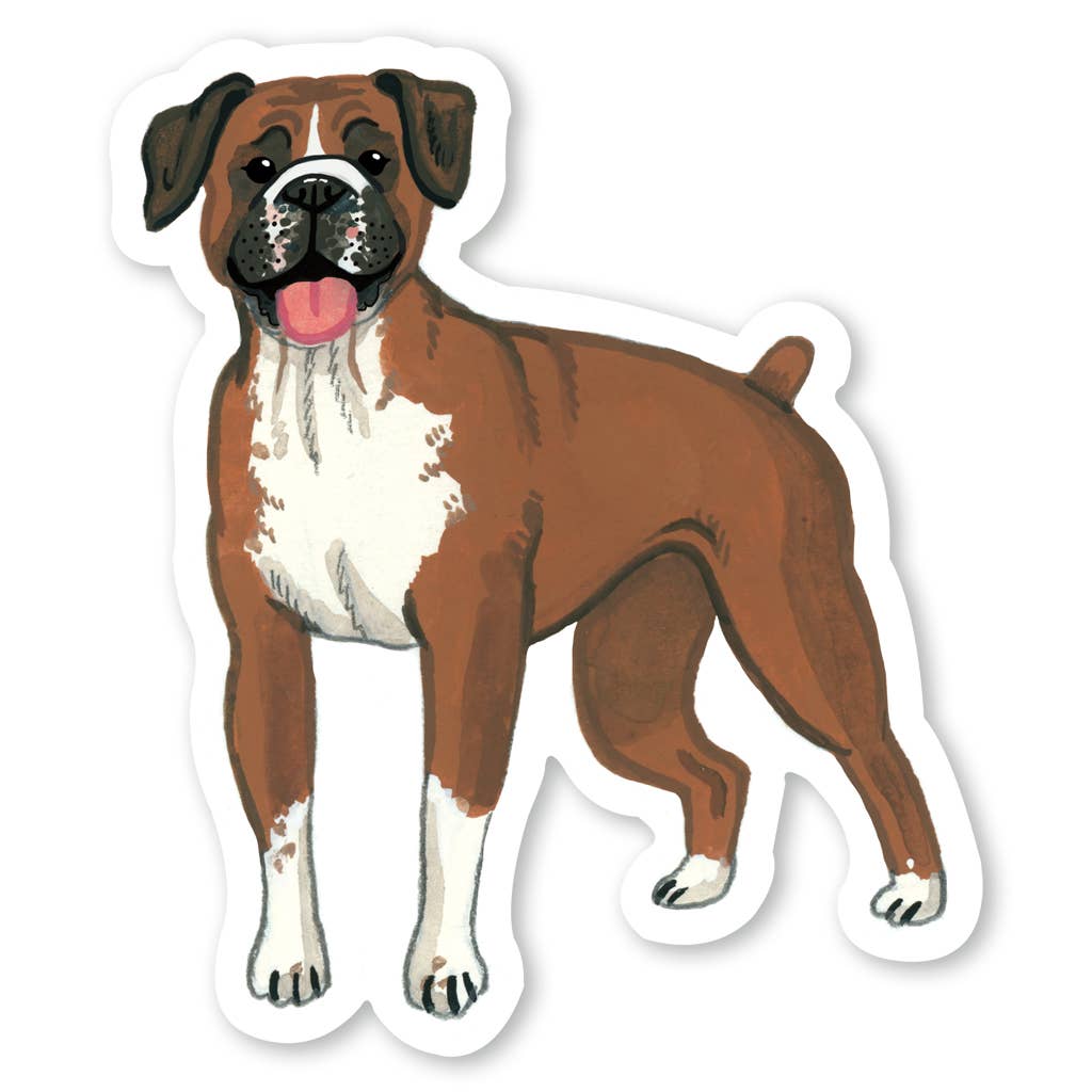 Adesivo Sagomato Cane Boxer 50 Cm - Sticker In PVC Per Auto, Moto, Casco, Laptop
